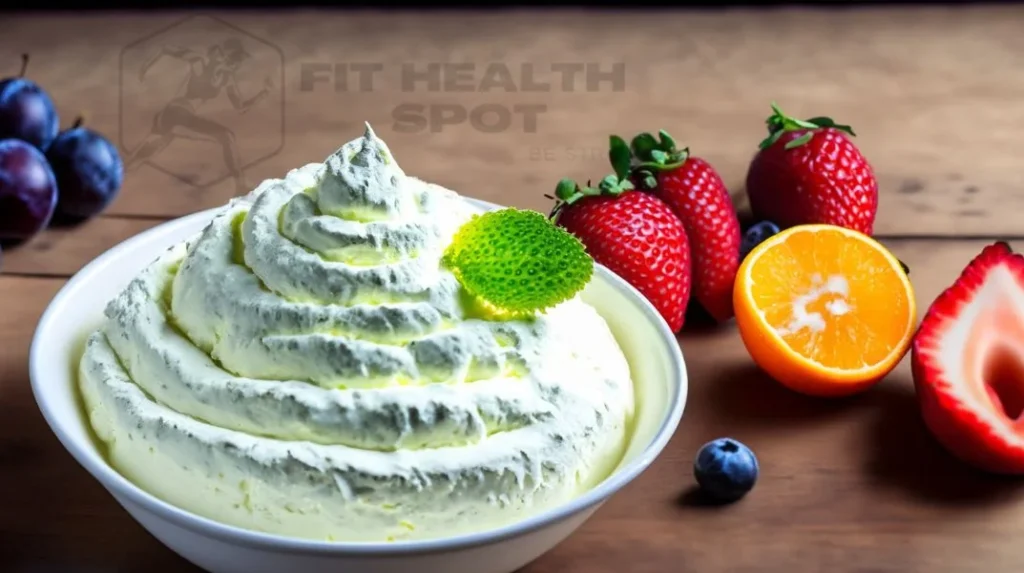 Whipped cottage cheese dessert with fruits