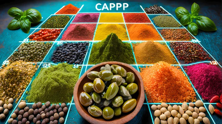 Nutritional chart showcasing the vitamin and mineral content in capers