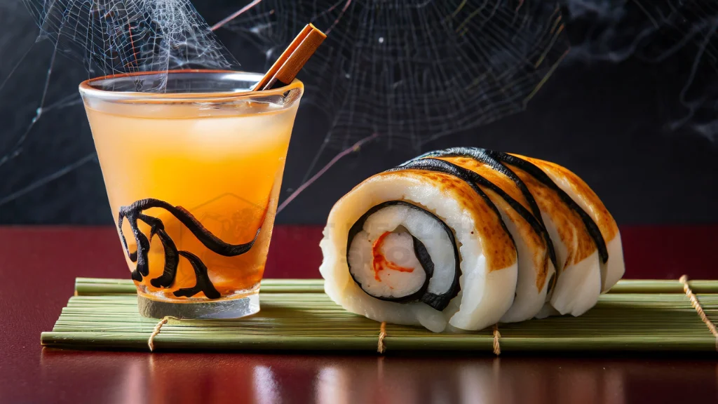 Traditional Japanese drink perfectly paired with spider roll sushi