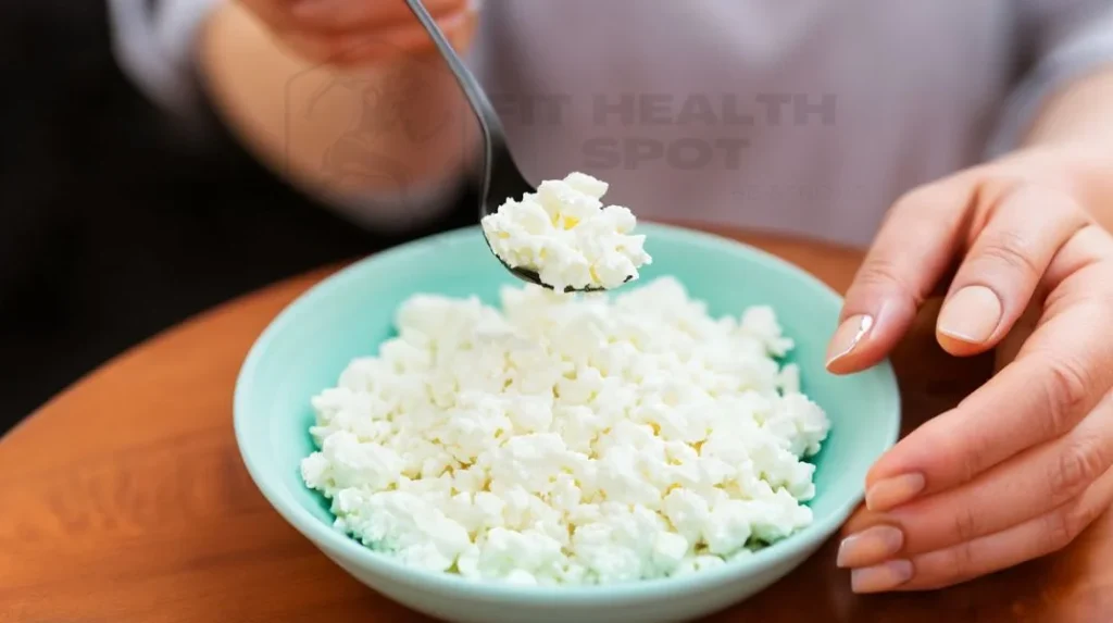 Person enjoying a cottage cheese meal